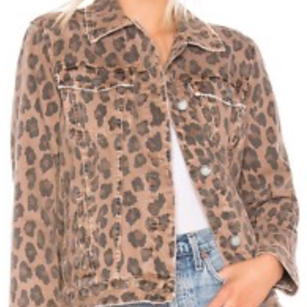 Blank NYC Brown Leopard Print Jean Jacket